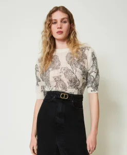 Maglia Cropped In Misto Lana E Mohair