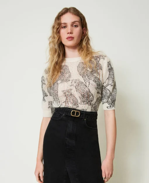 Maglia Cropped In Misto Lana E Mohair