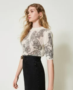 Maglia Cropped In Misto Lana E Mohair