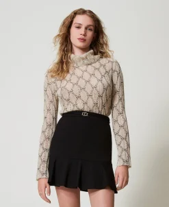 Maglia Dolcevita In Misto Mohair Stampato