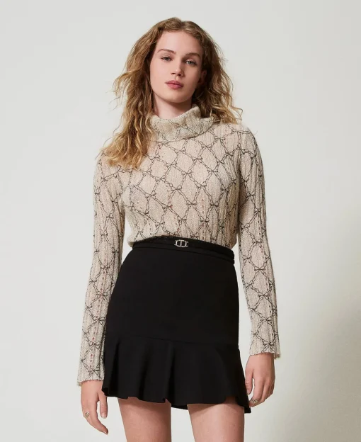 Maglia Dolcevita In Misto Mohair Stampato