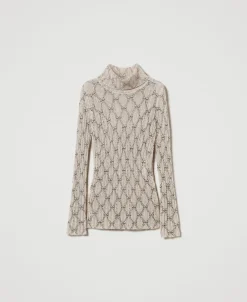 Maglia Dolcevita In Misto Mohair Stampato