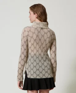 Maglia Dolcevita In Misto Mohair Stampato