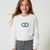 Maglia Effetto Pelliccia Con Logo Oval T