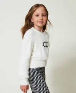 Maglia Effetto Pelliccia Con Logo Oval T