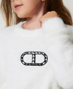 Maglia Effetto Pelliccia Con Logo Oval T