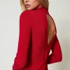 Maglia Fitted A Costine Con Apertura