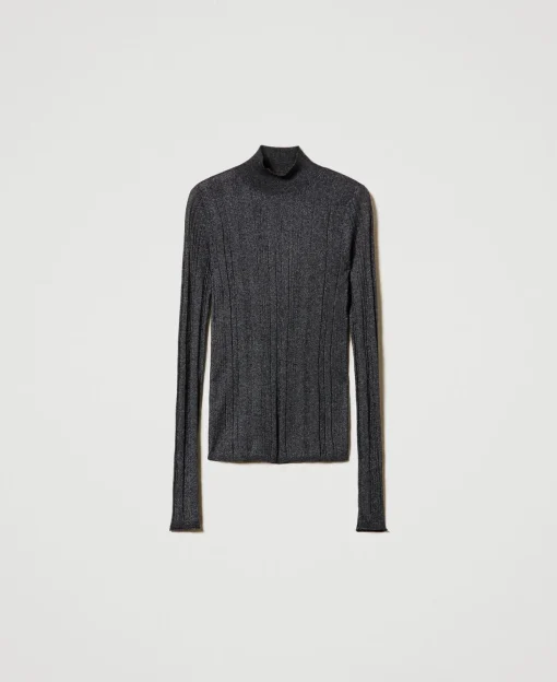 Maglia Fitted A Costine Con Lurex