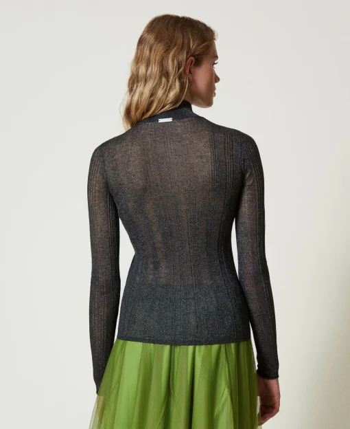 Maglia Fitted A Costine Con Lurex