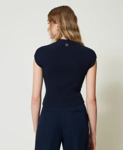 Maglia Fitted A Costine Décor