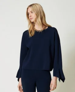 Maglia Girocollo Con Volant