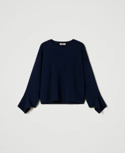 Maglia Girocollo Con Volant