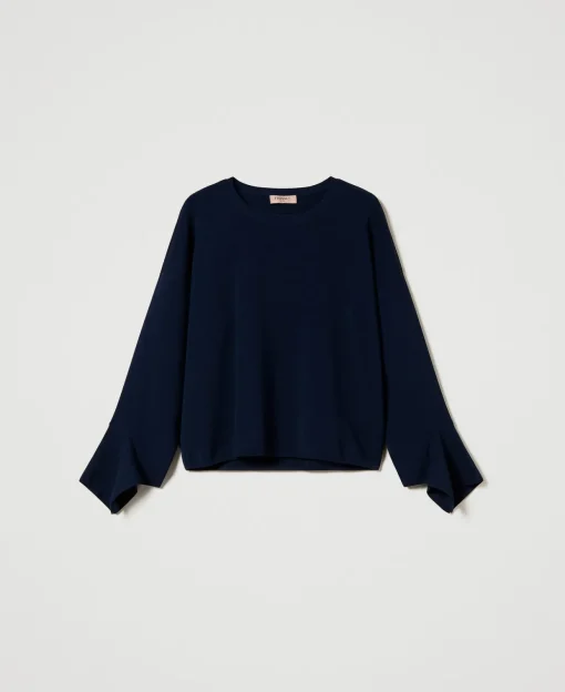 Maglia Girocollo Con Volant