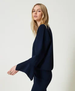 Maglia Girocollo Con Volant