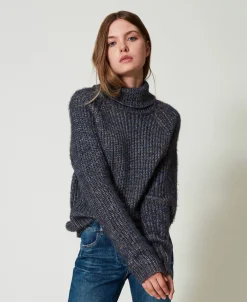 Maglia In Filato Multicolor Con Lurex