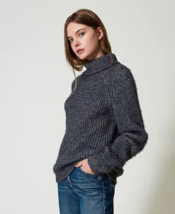 Maglia In Filato Multicolor Con Lurex