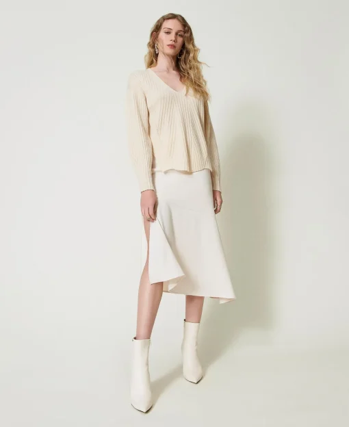 Maglia In Lana E Cashmere A Costine