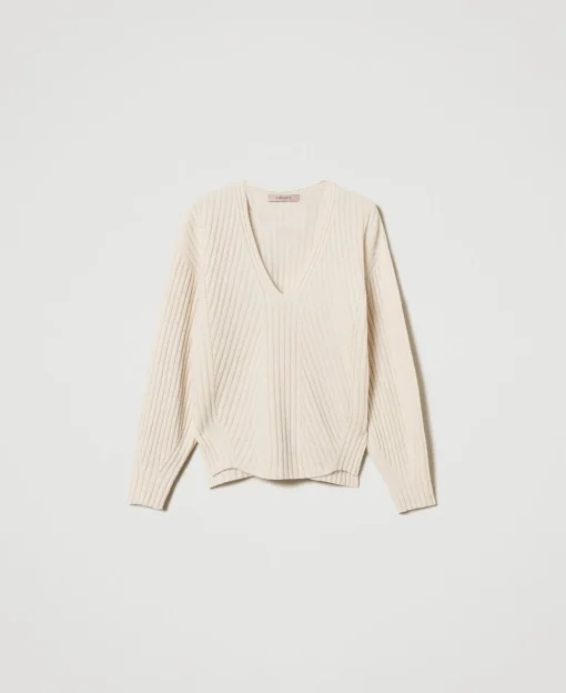 Maglia In Lana E Cashmere A Costine