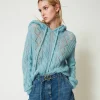 Maglia In Lana E Mohair Con Cappuccio