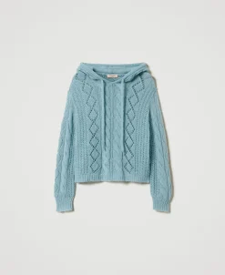 Maglia In Lana E Mohair Con Cappuccio