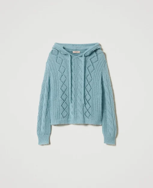 Maglia In Lana E Mohair Con Cappuccio