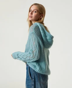 Maglia In Lana E Mohair Con Cappuccio