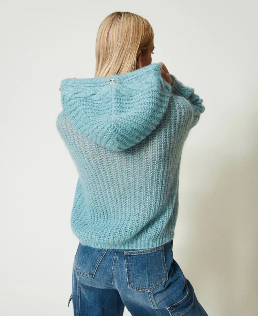 Maglia In Lana E Mohair Con Cappuccio