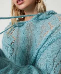 Maglia In Lana E Mohair Con Cappuccio