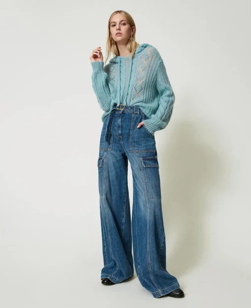 Maglia In Lana E Mohair Con Cappuccio