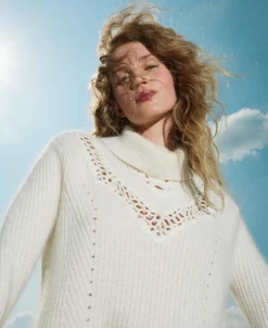 Maglia In Misto Angora Con Ricami