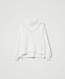 Maglia In Misto Angora Con Ricami