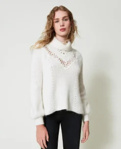 Maglia In Misto Angora Con Ricami