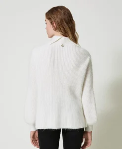Maglia In Misto Angora Con Ricami