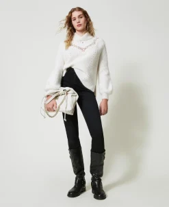 Maglia In Misto Angora Con Ricami