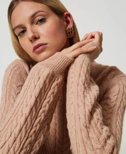 Maglia In Misto Lana Con Trecce