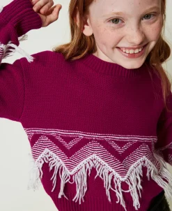 Maglia In Misto Lana Con Frange