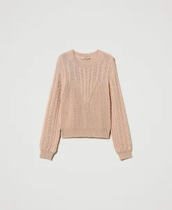 Maglia In Misto Lana Con Trecce
