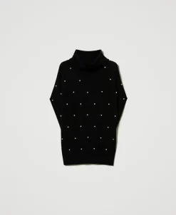 Maglia In Misto Lana Con Ricamo Di Perle