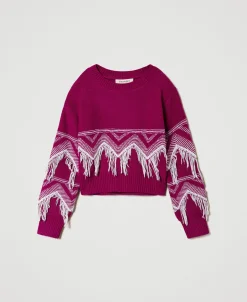 Maglia In Misto Lana Con Frange