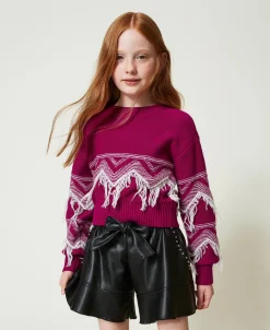 Maglia In Misto Lana Con Frange