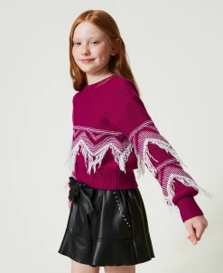 Maglia In Misto Lana Con Frange