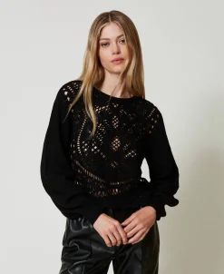 Maglia In Misto Lana Crochet