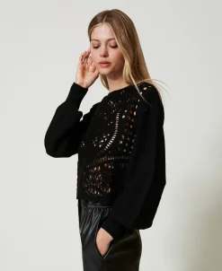 Maglia In Misto Lana Crochet