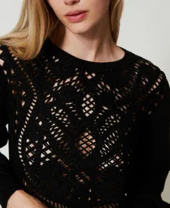 Maglia In Misto Lana Crochet