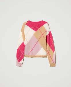 Maglia Jacquard Argyle In Misto Lana
