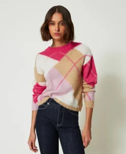 Maglia Jacquard Argyle In Misto Lana