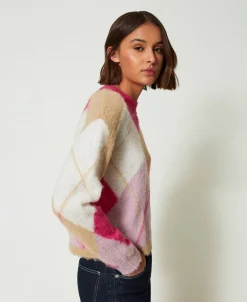 Maglia Jacquard Argyle In Misto Lana