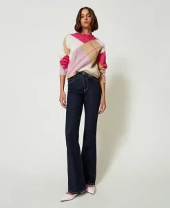 Maglia Jacquard Argyle In Misto Lana