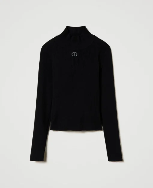 Maglia Lupetto A Costine Con Logo