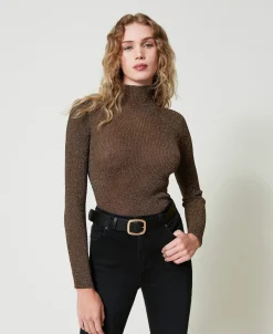 Maglia Lupetto In Filato Lurex